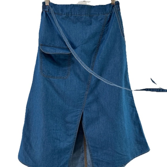 RD+koko A Line Mide Skirt Denim Blue Wrap Skirt - Picture 1 of 16